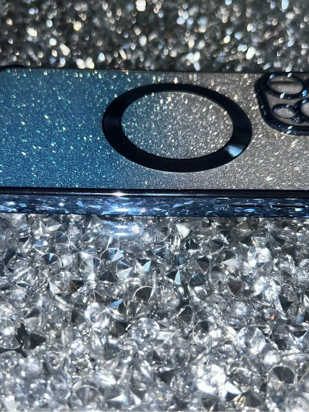 iPhone 15 pro max Glitter Gradient MagSafe Compatible Phone Case - Blue Silver